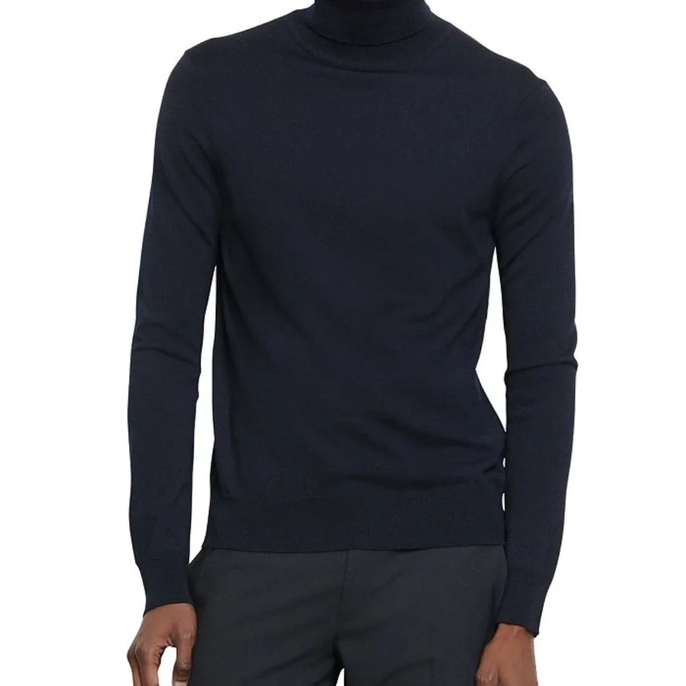 Sandro 100% Wool Slim FitTurtleneck Sweater Indigo Blue New With Tags  $…